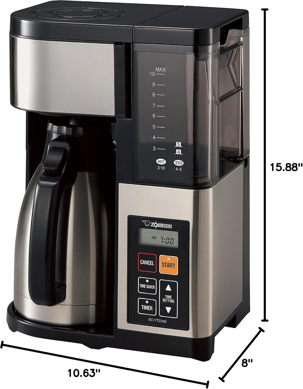 Zojirushi EC-YTC100XB 10-Cup Coffee Maker (Stainless Steel/Black)