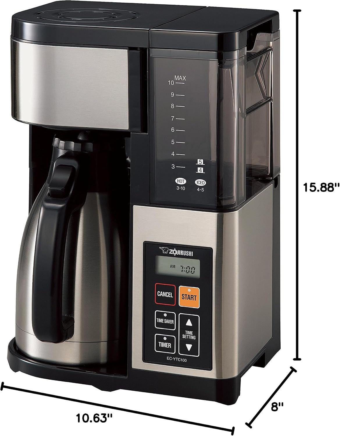 Zojirushi EC-YTC100XB 10-Cup Coffee Maker (Stainless Steel/Black)