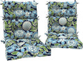 DYTXIII Outdoor High Back Chair Cushions Set of 2, Water Repellent Tufted Rocking Seat Cushions Replacement 44 x 22 Inch, Seat & Back Chair Pads for Patio, Balcony and Indoor Use -Azure Symphony‌