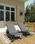 GarveeLife Outdoor Rocking Lounge Chair Set of 2, Patio Chaise Lounge with Removable Cushion for Napping Relaxing, Indoor Reclining Papasan Rocker Chair, Grey