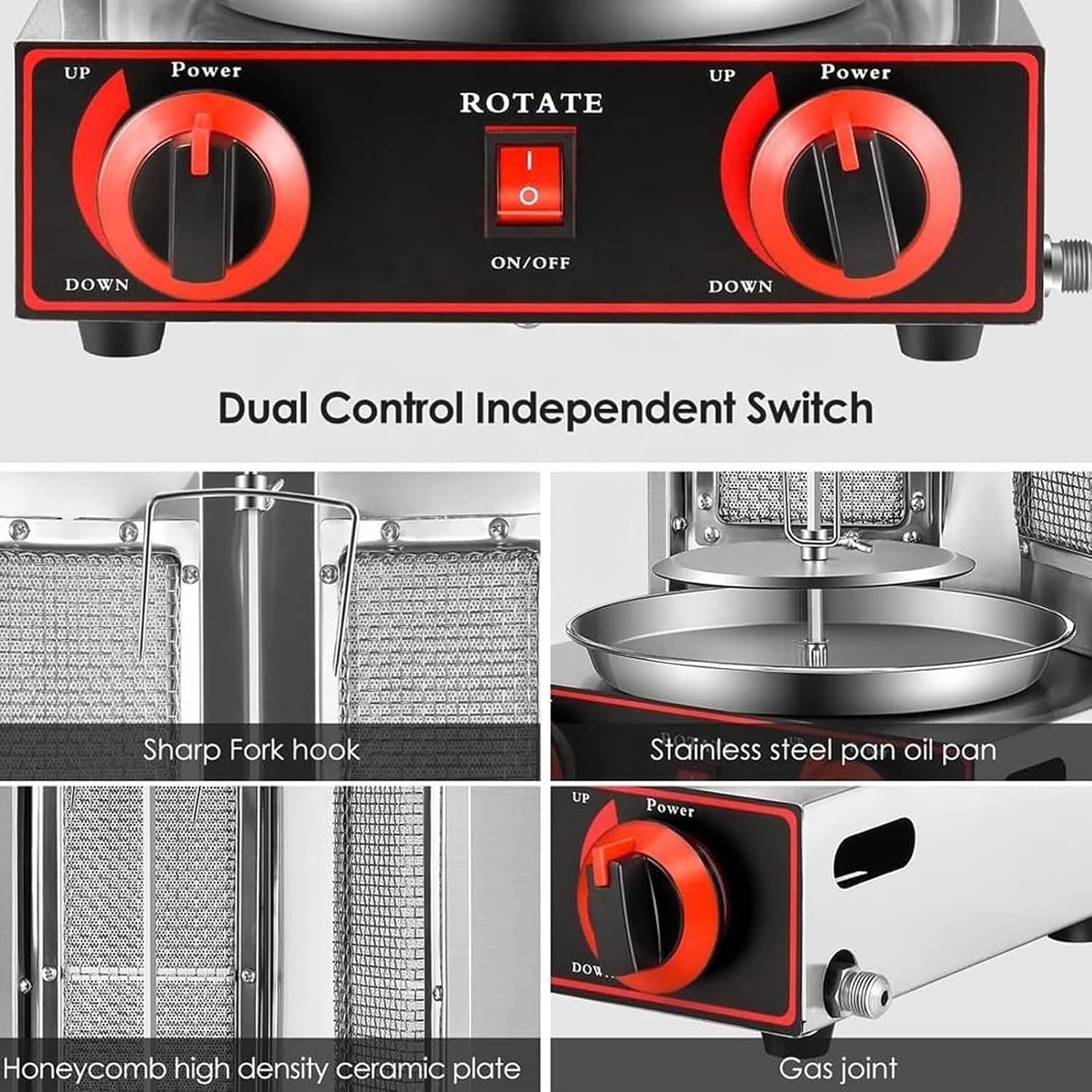 Countertop Rotisserie, Barbecue Grill, Vertical Rotisserie Grill, Stainless Steel Burner, Barbecue Grill Cooking Tools