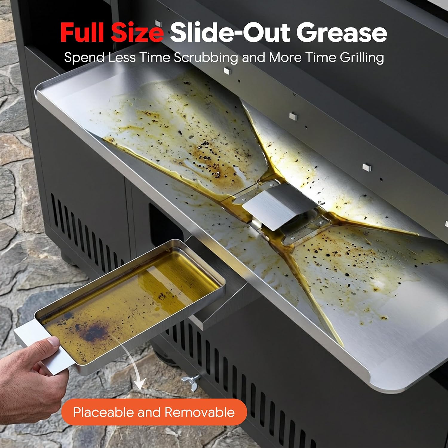 Brand-Man Propane Gas Grill Island Outdoor Kitchen & Storage Cabinets, 52000 BTUs Stainless Steel Burner Patio Cooking BBQ Grill with Side Burner - Natural Gas Convertible, Black (5 Burner)