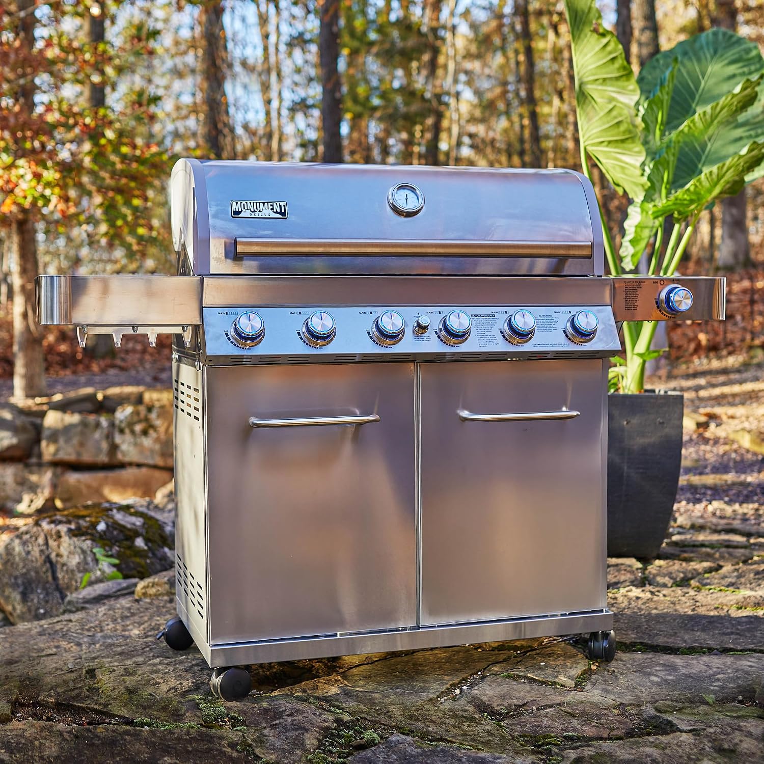 Monument Grills 77352 6-Burner Stainless Steel Cabinet Style Propane Gas Grill with Smoke Box(2 Items)