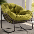 HRVEOCEI Papasan Rocking Chair with Cushion and Frame, Oversized Rocking Chair Indoor/Outdoor, Circle Chairs for Patio Garden Front Porch, Corduroy/Velvet (Olive)