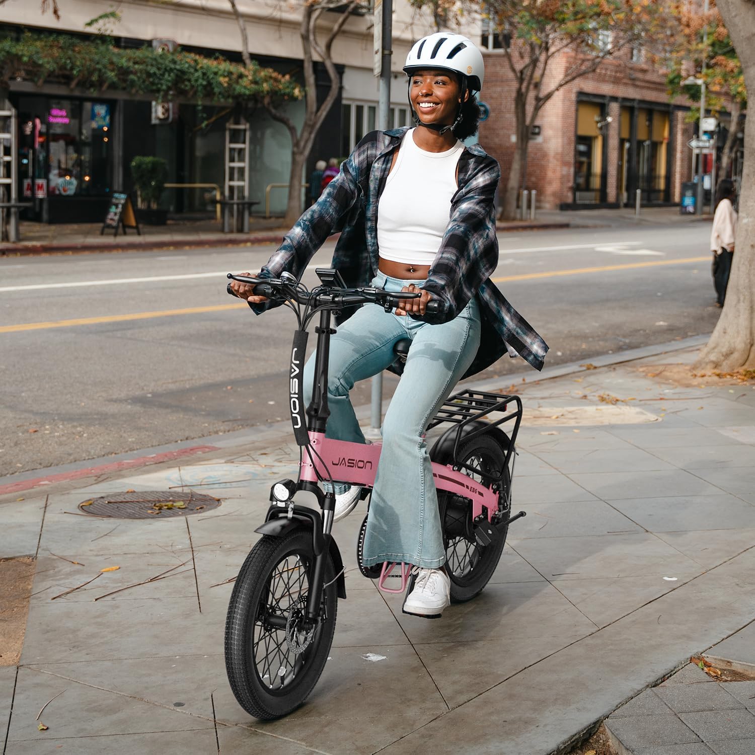 Jasion EBS Folding Electric Bike for Adults, Compact Portable 20' Fat Tire Ebike with 1200W Peak Motor, 48V Removable Battery, 25 MPH 50 Miles Aluminum Frame E-Bike Suitable for Trunk, RV, Apartment