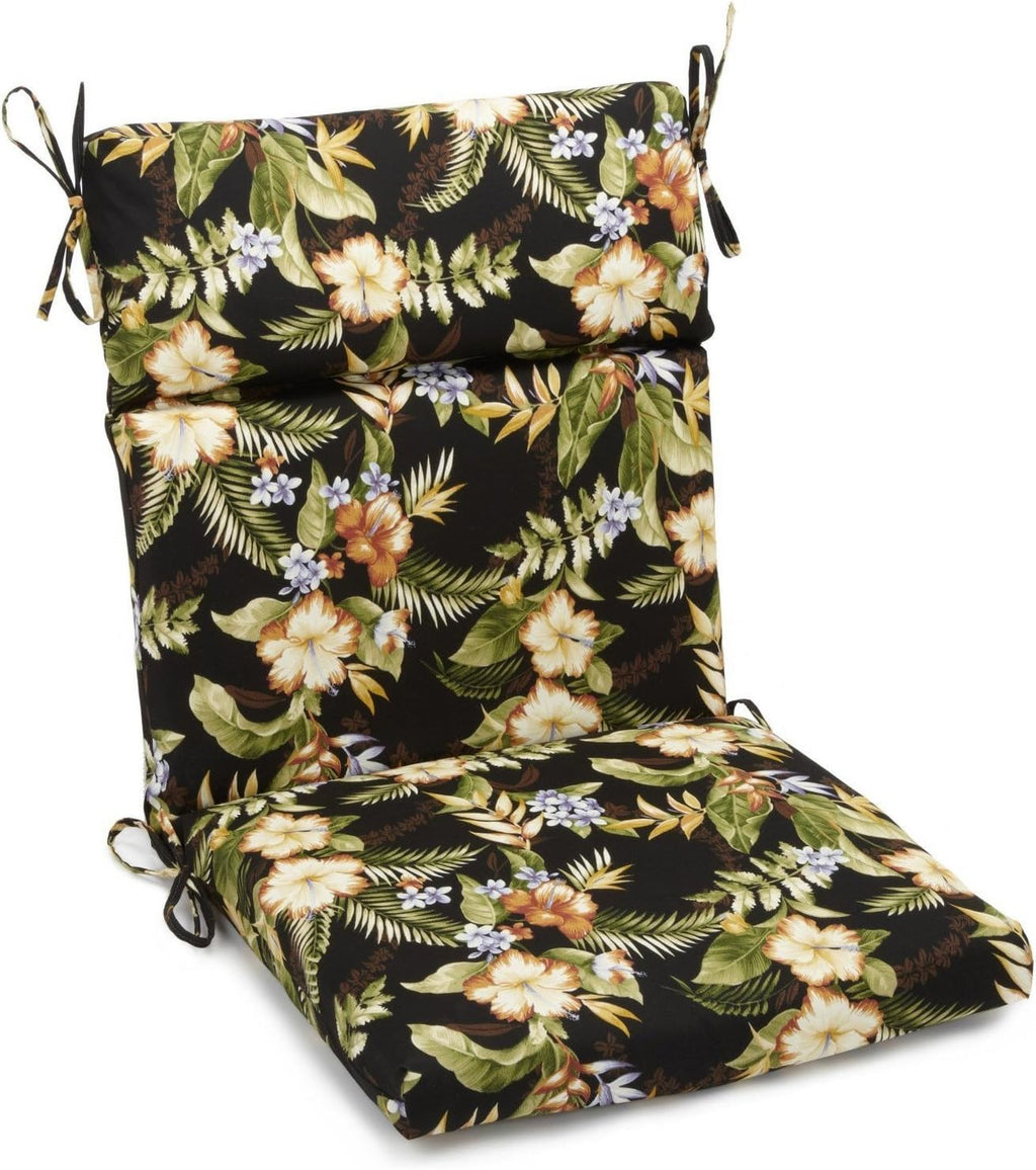 Blazing Needles Spun Polyester Patterned Outdoor Squared Seat/Back Chair Cushion, 19' x 40', Annie Chocolate
