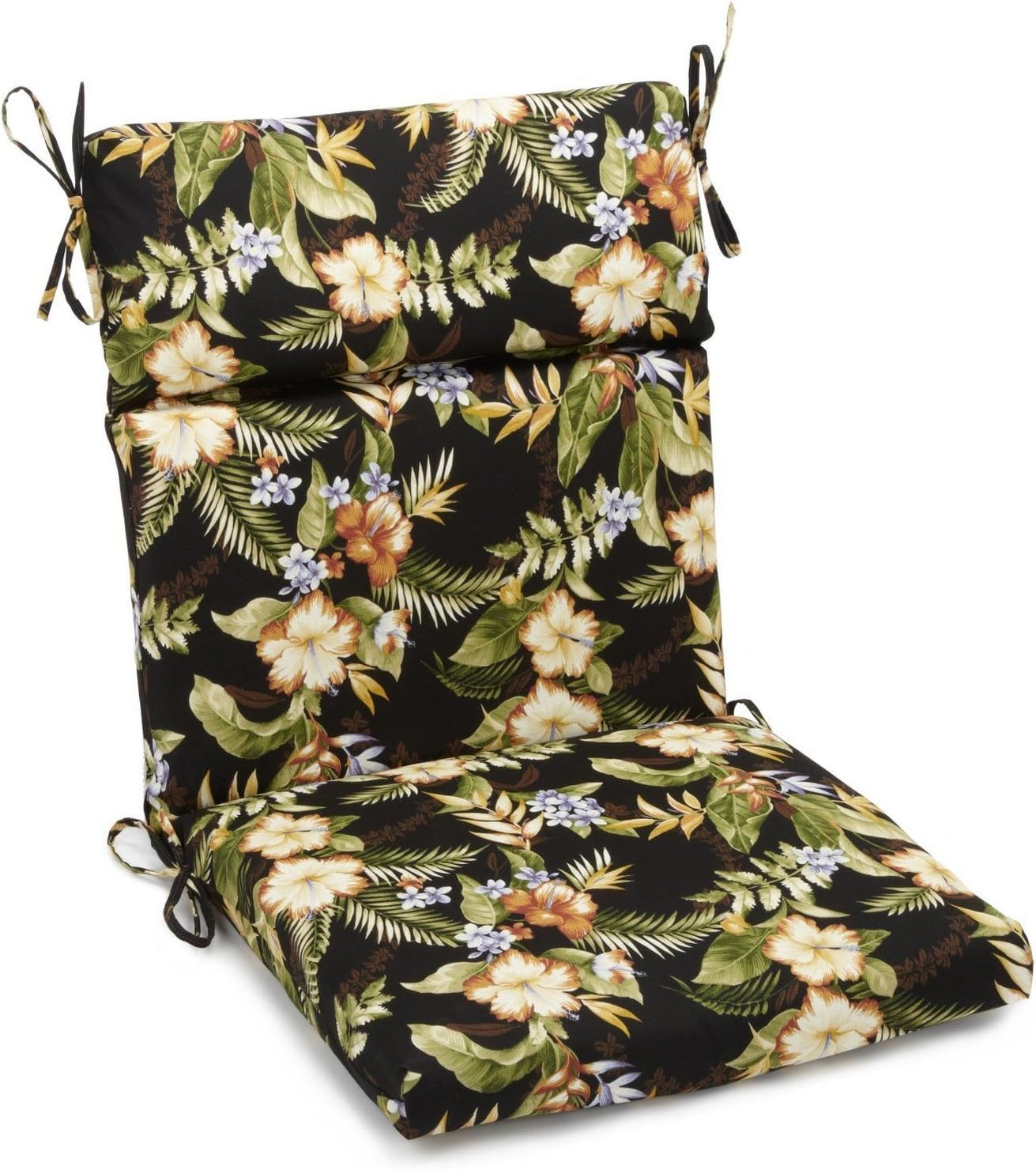 Blazing Needles Spun Polyester Patterned Outdoor Squared Seat/Back Chair Cushion, 19' x 40', Annie Chocolate