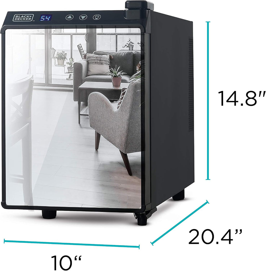 BLACK+DECKER 6 Bottle Wine Fridge, Wine Cooler with Mirrored Front, Mini Wine Fridge Thermoelectric, BD60316