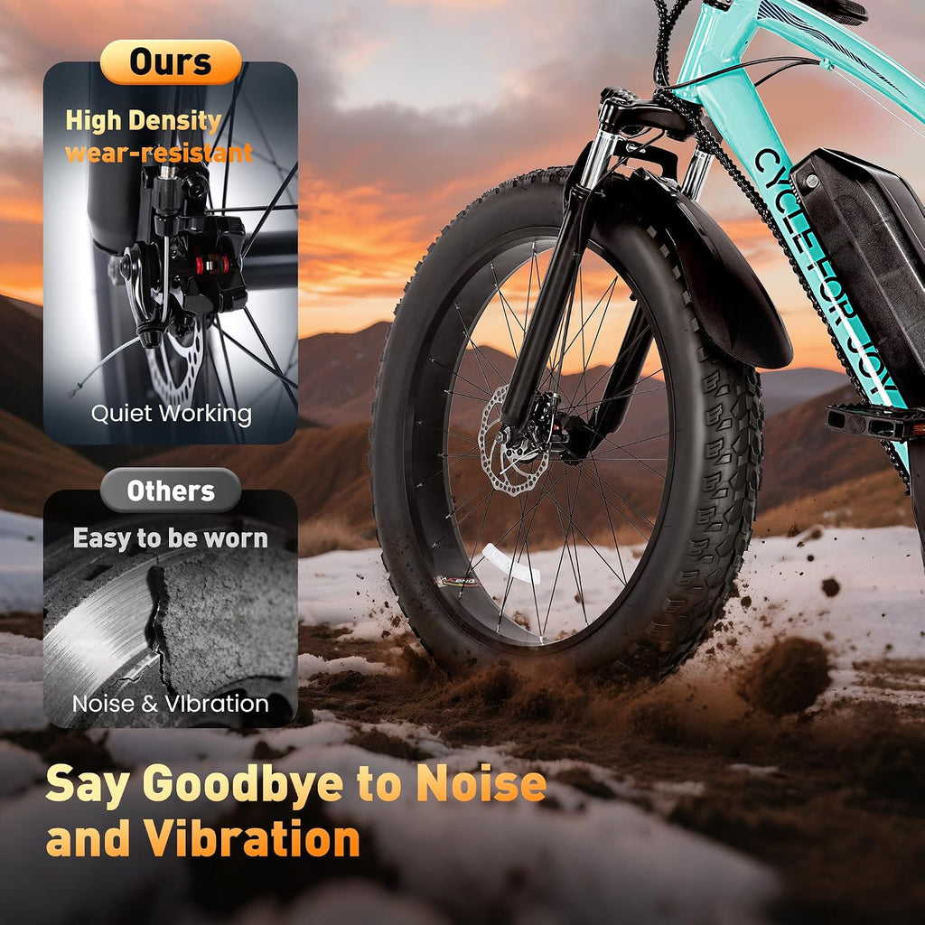 Electric Bike for Adults 70Miles 28 MPH,1500W Peak Brushless Motor, 48V 10.4Ah Removable Battery Ebike,Shimano 7 Speed / 26' Fat Tire/Dual Disc Electric Mountain Bikes(TUV & UL2849)
