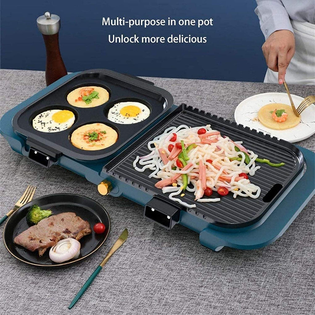 BBQ Smokeless Grill 2 in 1 BBQ Hot Pot One Pot Dual Control Dual Temperature Detachable Separate Electric Hot Pot Family Party Smoke-free Healthy