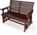 Wooden Patio Glider with High Roll Back and Deep Contoured Seat, Solid Fir Wood, 2-Seater, Heavy Duty 800 LBS, 4 Ft. (Chocolate Tone)