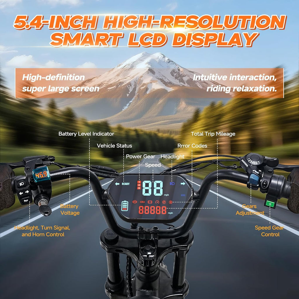 QNUT Electric Bike for Adults - 1500W Peak Motor 28MPH Speed, 48V 18Ah Battery, 60-90 Miles Range, 7-Speed Transmission, 20'x4.0' Retro Motorcycle Design for City & Trail Riding
