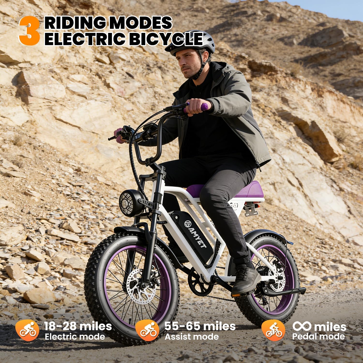 AMYET V9-G60 Electric Bike for Adults, 48V 20Ah(960WH) Ebike with Removable Battery, 20' Fat Tire E Dirt Bike,Dual Shock Absorber, Adults Electric Bike with UL 2849 Certificaed
