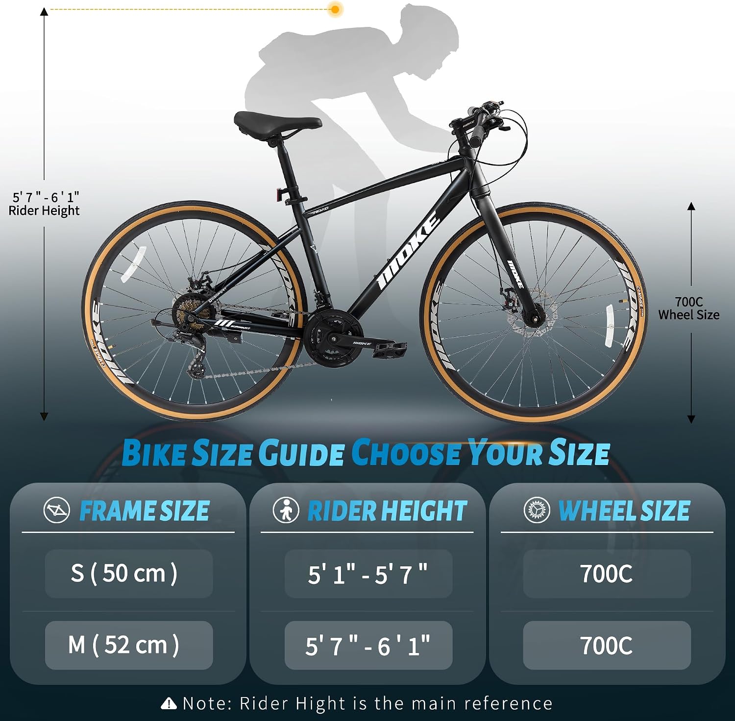 DEYGIA Hybrid Bike, 24-Speed 700C Wheel Hybrid Bicycle with Dual Disc Brakes, Trigger Shifting, Internal Wiring Frame, Lightweight City Commuter Bicycle for Men Women Adult, Multiple Colors