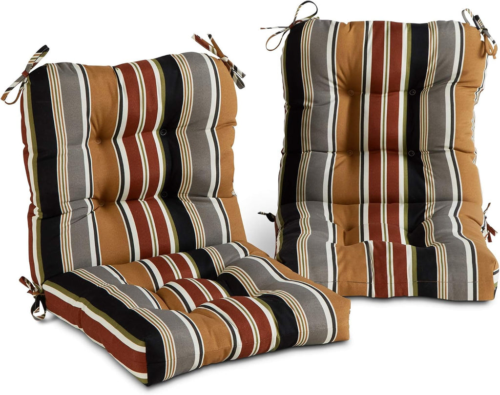 Greendale Home Fashions Outdoor 42x21-inch Seat/Back Chair Cushion (Set of 2), Espresso Stripe