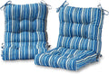 Greendale Home Fashions Outdoor 42x21-inch Seat/Back Chair Cushion (Set of 2), Steel Blue Stripe