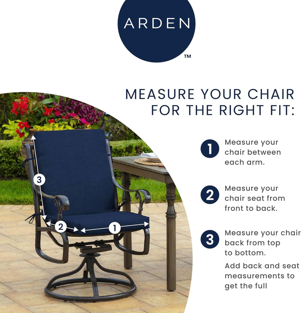 Arden 4-Pack Outdoor Patio Dining Chair Cushion, 20x44, Rain-Proof Seat Pad, Fade-Resistant Outdoor Cushion Black Cabana Stripe