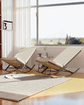 Rocking Chair Outdoor Set of 2 Patio Chairs Rocking Chairs Outdoor Lounge Rattan Chair for Outside Lawn with Cushions for Front Porch, Garden, Backyard, Lawn, Patio,Beige