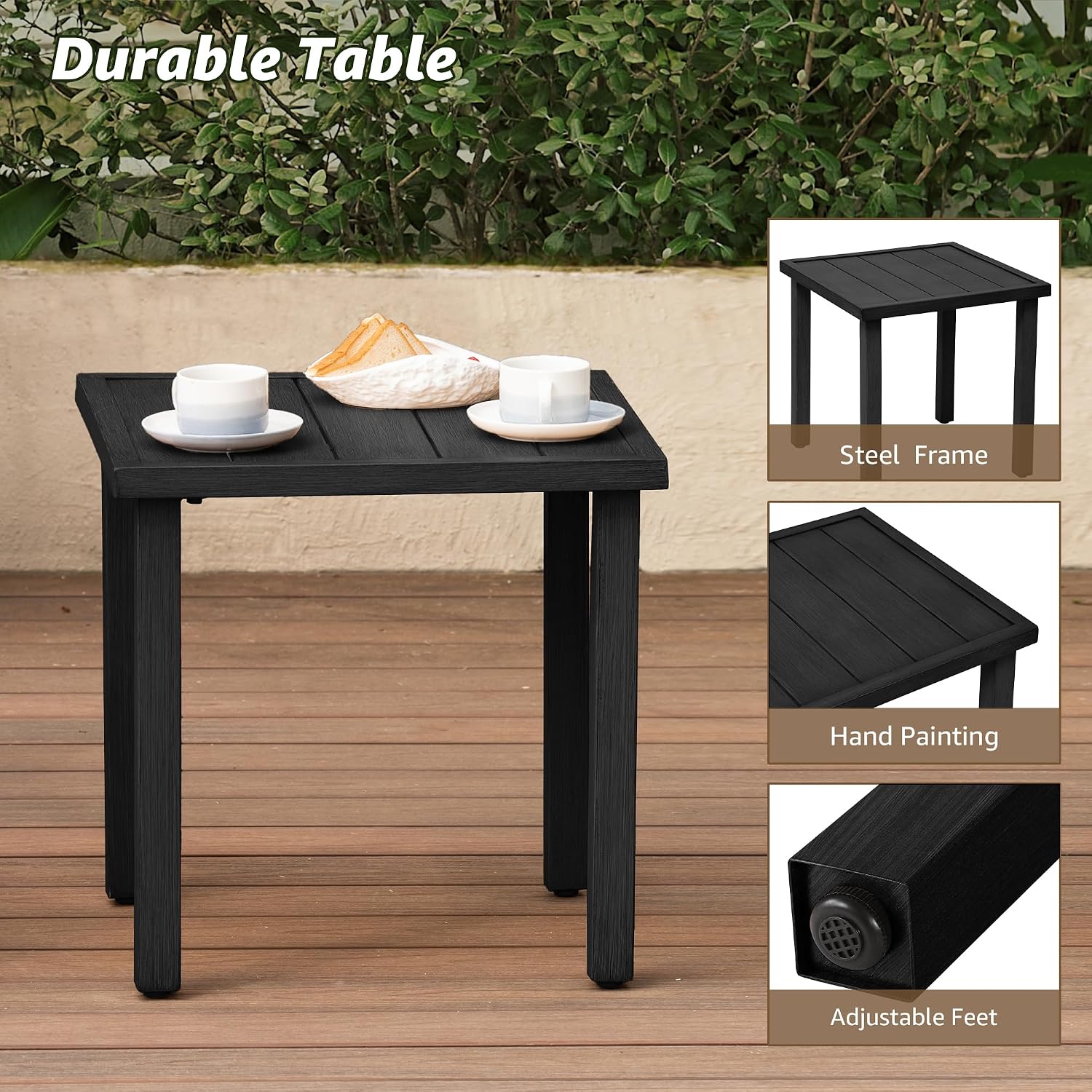 NATURAL EXPRESSIONS 3 Piece Patio Bistro Rocking Set, Outdoor Rocking Chairs with 350 lb Capacity, Thick 5.5' Olefin Cushions and Metal Coffee Table for Balcony, Porch, Backyard
