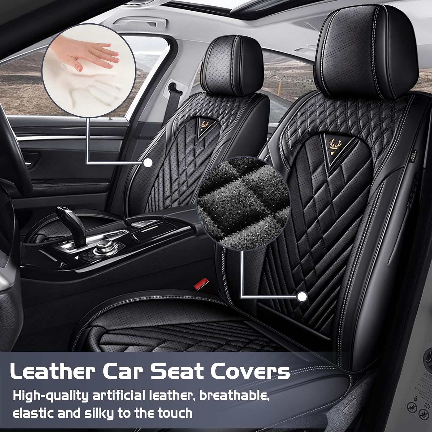 Car Seat Covers for Mazda CX-9 2007-2023, Waterproof Nappa Leather Full Set Seat Cover, Anti-Slip and Comfortable Automotive Seat Protector&Accessories(Black)