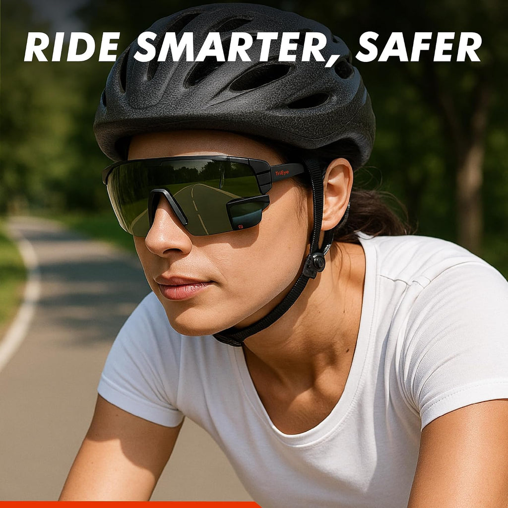 TriEye Cycling Glasses with Rear-view Mirror - Sports Sunglasses for Men & Women - UV-400 Protection