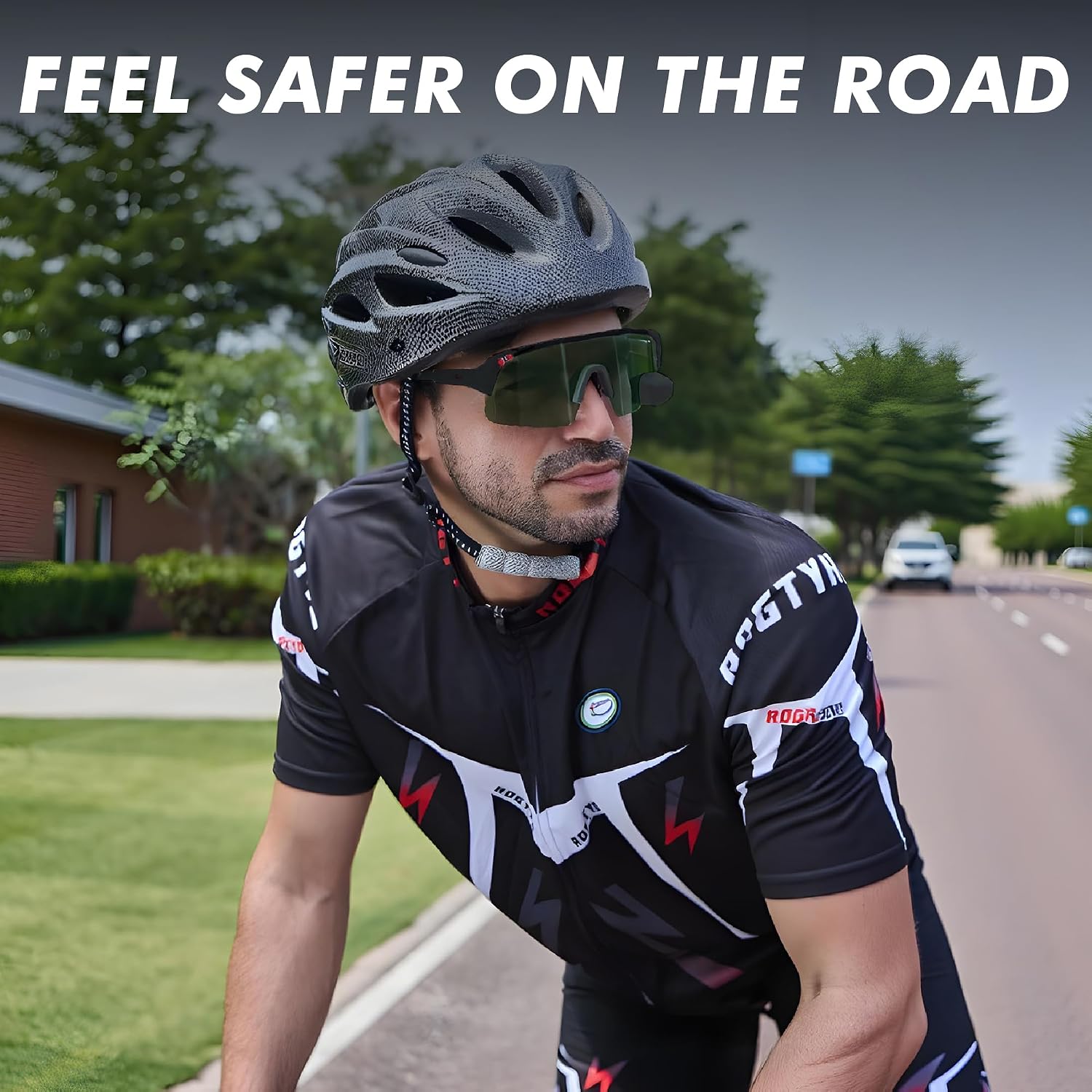 TriEye Cycling Glasses with Rear-view Mirror - Sports Sunglasses for Men & Women - UV-400 Protection