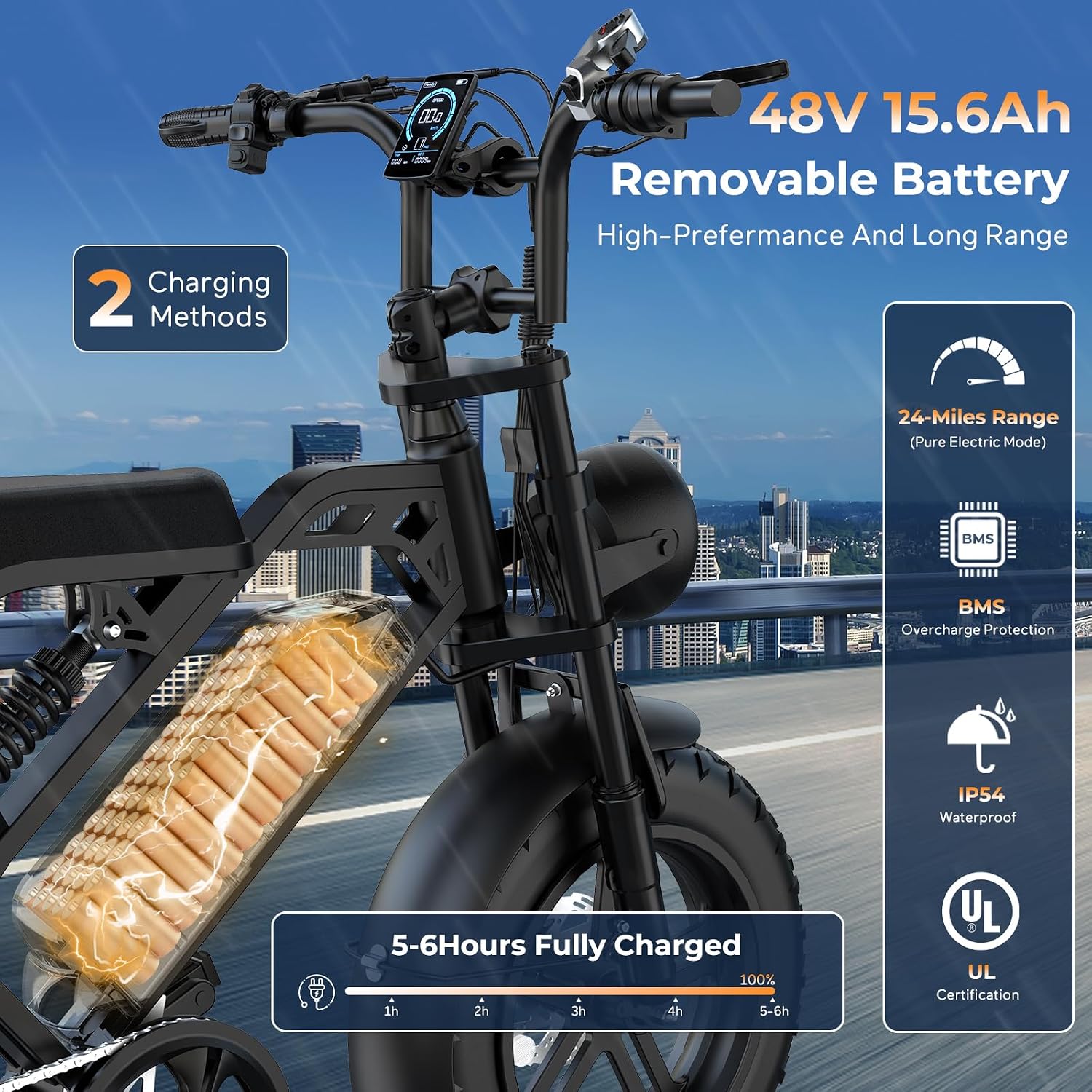 Tamobyke T16 Electric Bike for Teens & Childs, 1000W Motor 48V15.6Ah Removable Battery, 30MPH Off-Road Electric Bicycle,16'Fat Tire Ebike for Kids, 7-Speed,Dual Hydraulic Brakes, Fits Riders 5'0'-5'7'
