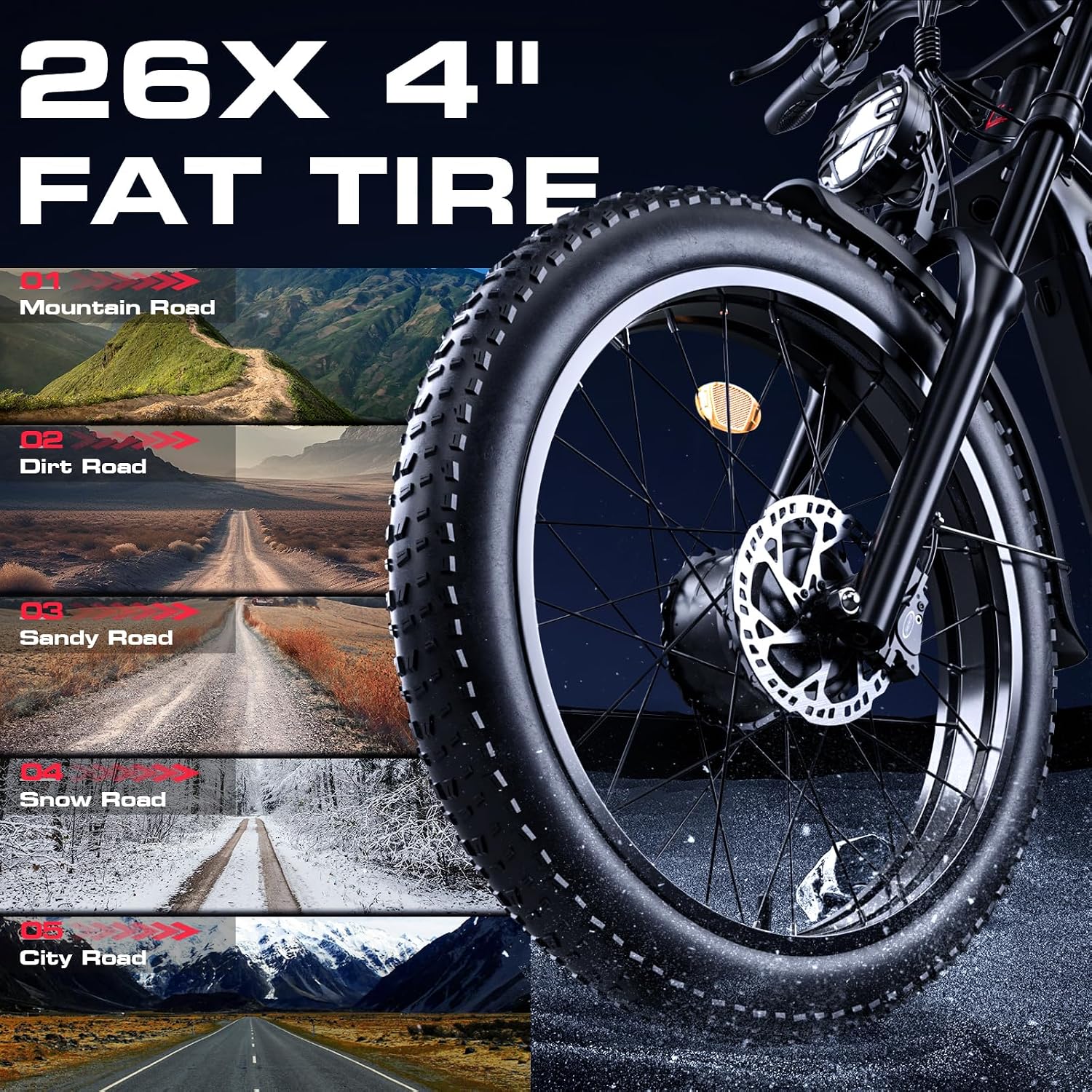 Seemoon 4000W Dual Motor Electric Bike for Adults,36 MPH Max up to100-Miles,52V 20Ah Battery & 160 Nm ,26' Fat Tire Mountain Ebike for Men Women,Full Suspension E-bike for Commuter Hunting Off-Road
