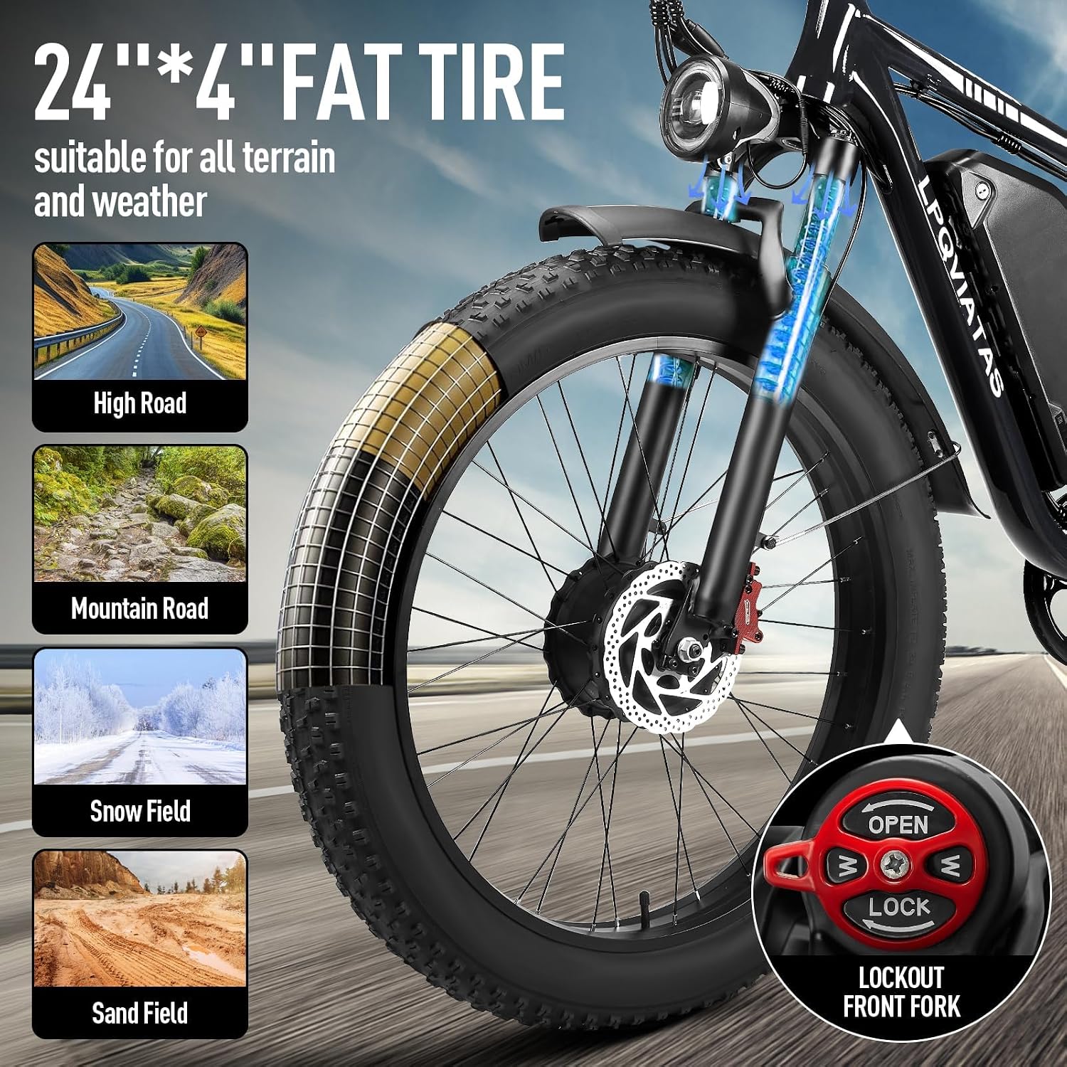 Peak-9000W-Dual-Motor-Ebike Adults Men, 52V 34Ah 1768Wh Battery,24' x 4.0' Fat-Tire- Electric-Mountain-Bicycle 47MPH Full-Lockable-Suspension-Ebike 105 Miles Range Hydraulic Disc Brake
