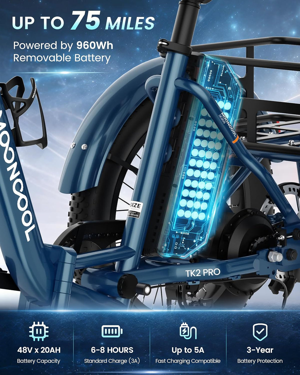 MOONCOOL Electric Trike for Adults, 500W/750W 48V Electric Tricycle for Adults, 20'x3.0' Fat Tire 3 Wheel Electric Bike, Folding Aluminum Adult Tricycle with Removable Battery