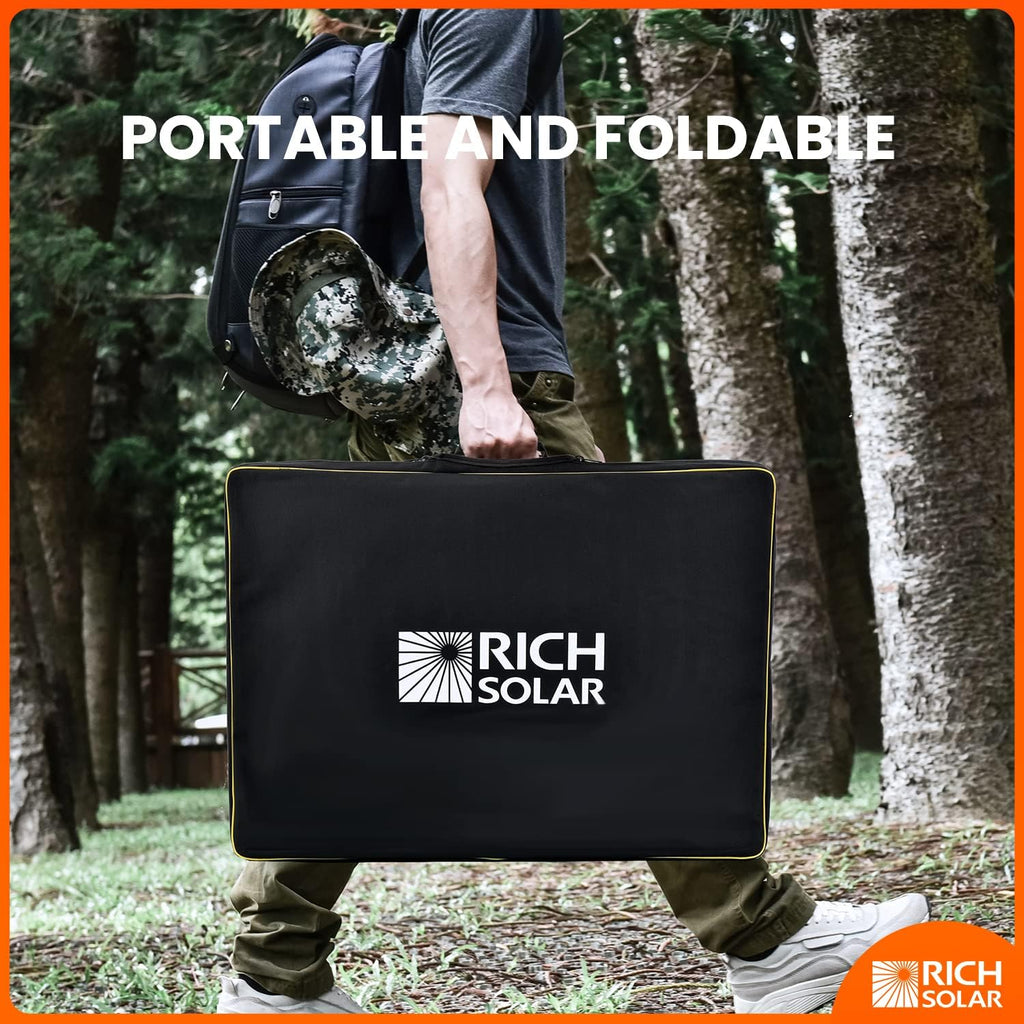 RICH SOLAR 100W Briefcase Solar Charging Kit Portable Solar Panel with 20A Charger Controller Built-in Robust Kickstand (100W+10A Controller)