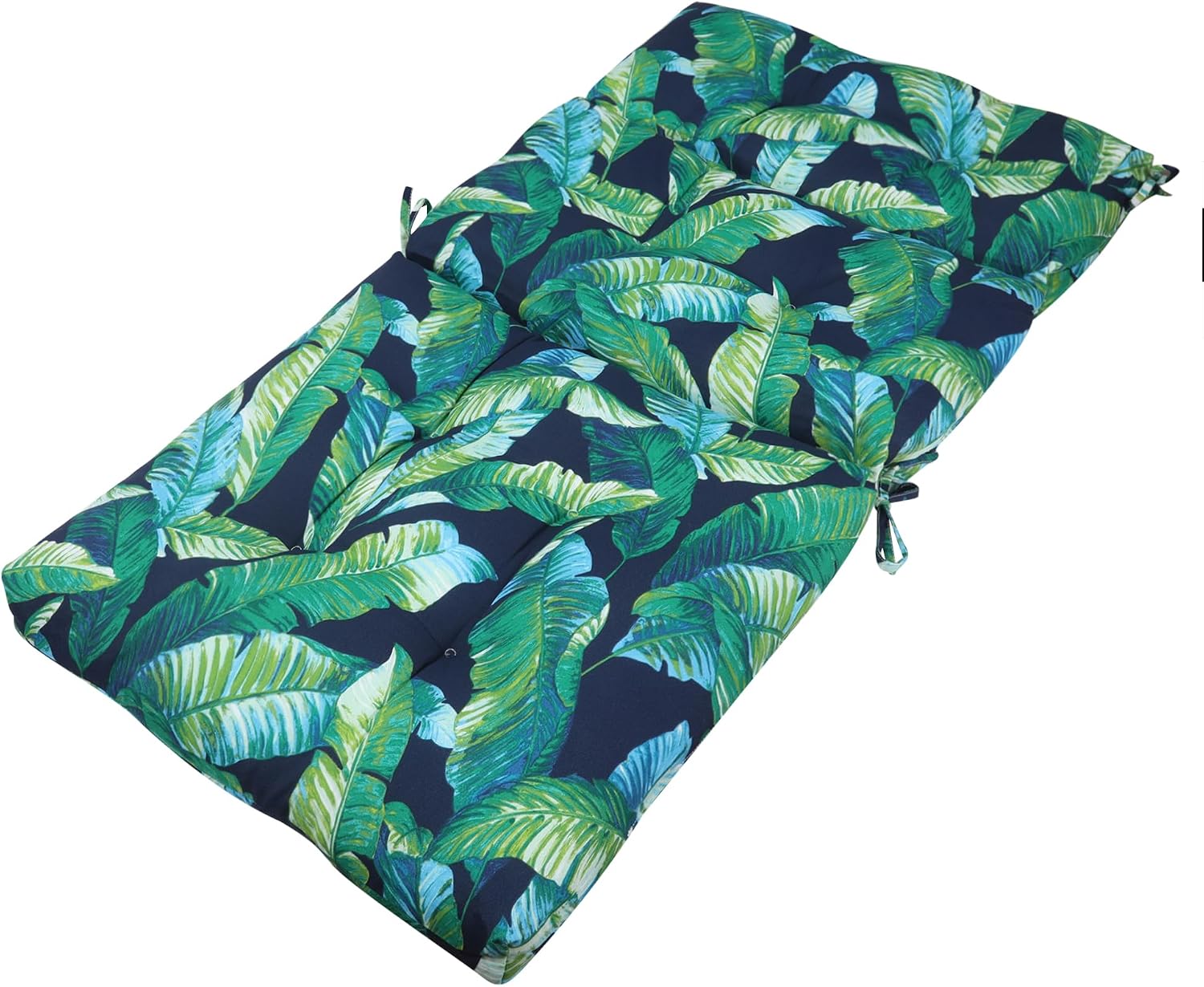 Magpie Fabrics Patio Tufted High Back Chair Cushion 2 Count, Waterproof Fade Resistant Indoor Outdoor Deep Seating Rocking Chair Swing Seat/Back Cushions - Green Lagoon Leaves