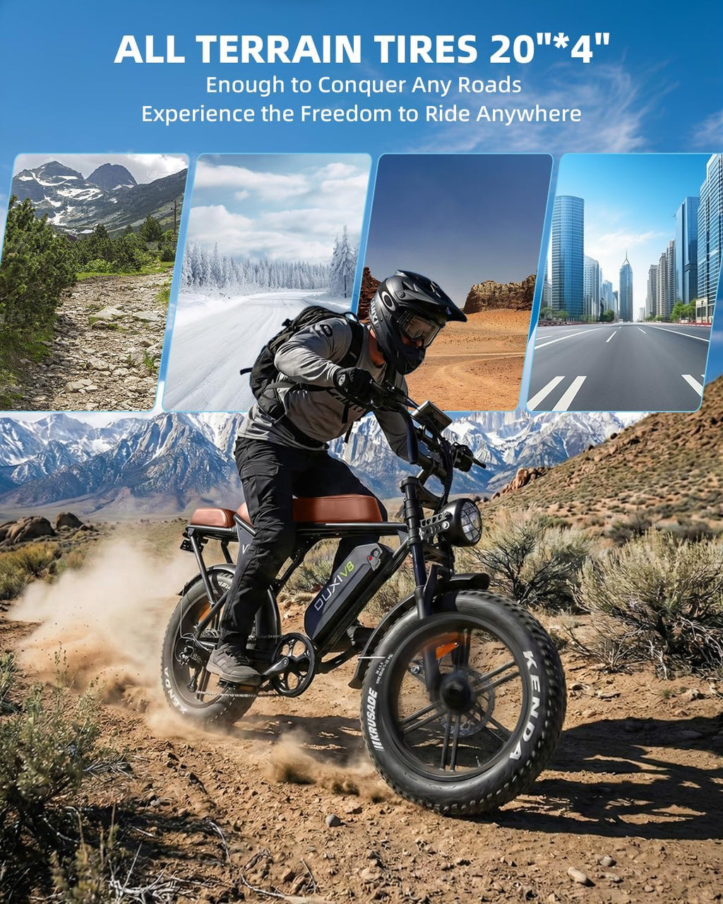 OUXI V8 Series Electric Bike for Adults, E Dirt Bike Peak 500W/1000W, 20/31 MPH, 10.4/15/30 AH Removable Battery, 16''/20' Fat Tire Electric Bike, 7-Speed Gear Electric Bicycles, Dual Disc Brakes