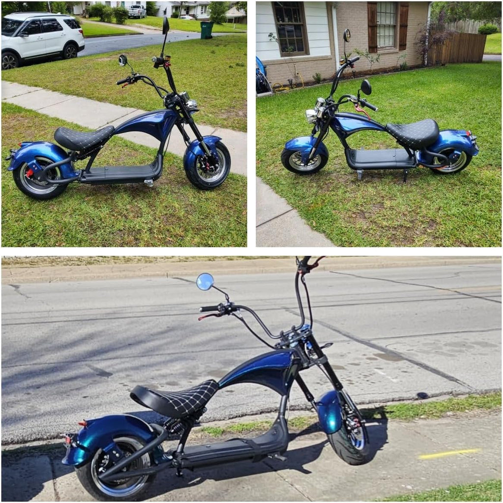 eAhora M1 2 Seater 2000W Electric Motorcycle for Adults,37MPH 60V 30Ah Battery 40 Miles Long Range Full Suspension Dual Hydraulic Brakes, Street Legal Electric Motorcycle
