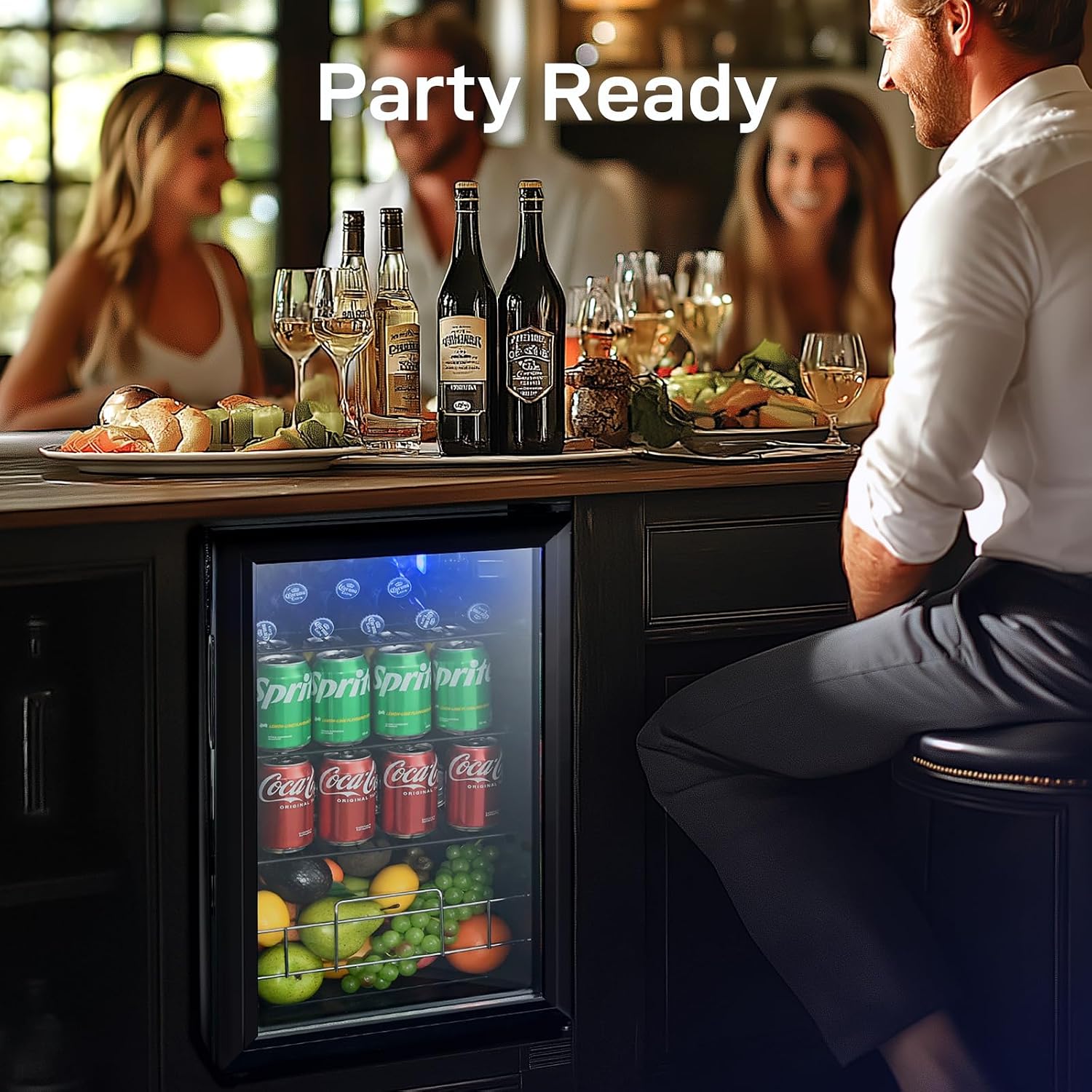 Anypro 2.6 Cu.Ft Beverage Refrigerator and Cooler, Fridge with Tempered Glass Door, 126 Cans Wine Drink Beer Fridge for Office Bedroom Bar, 7 Level Temperatures, Adjustable Shelves