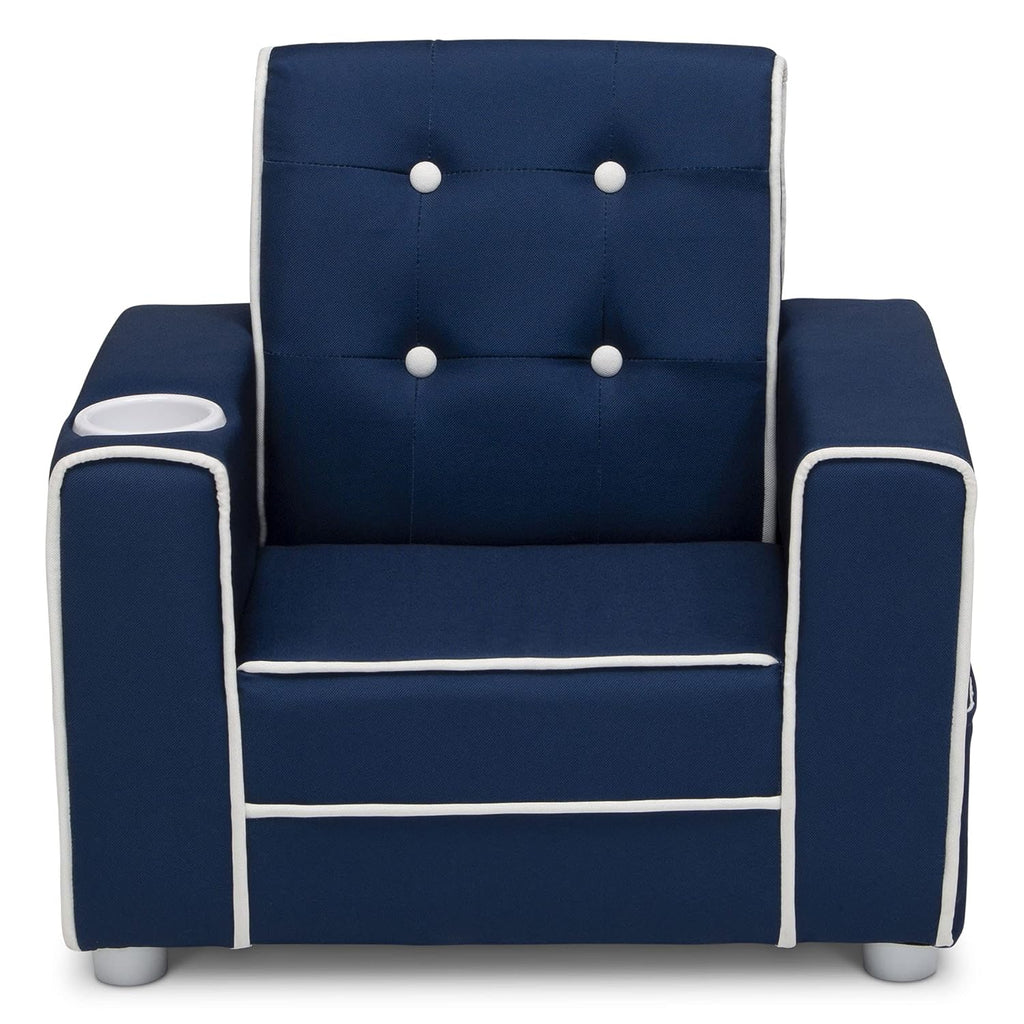 Delta Children Chelsea Kids Upholstered Chair with Cup Holder, Navy
