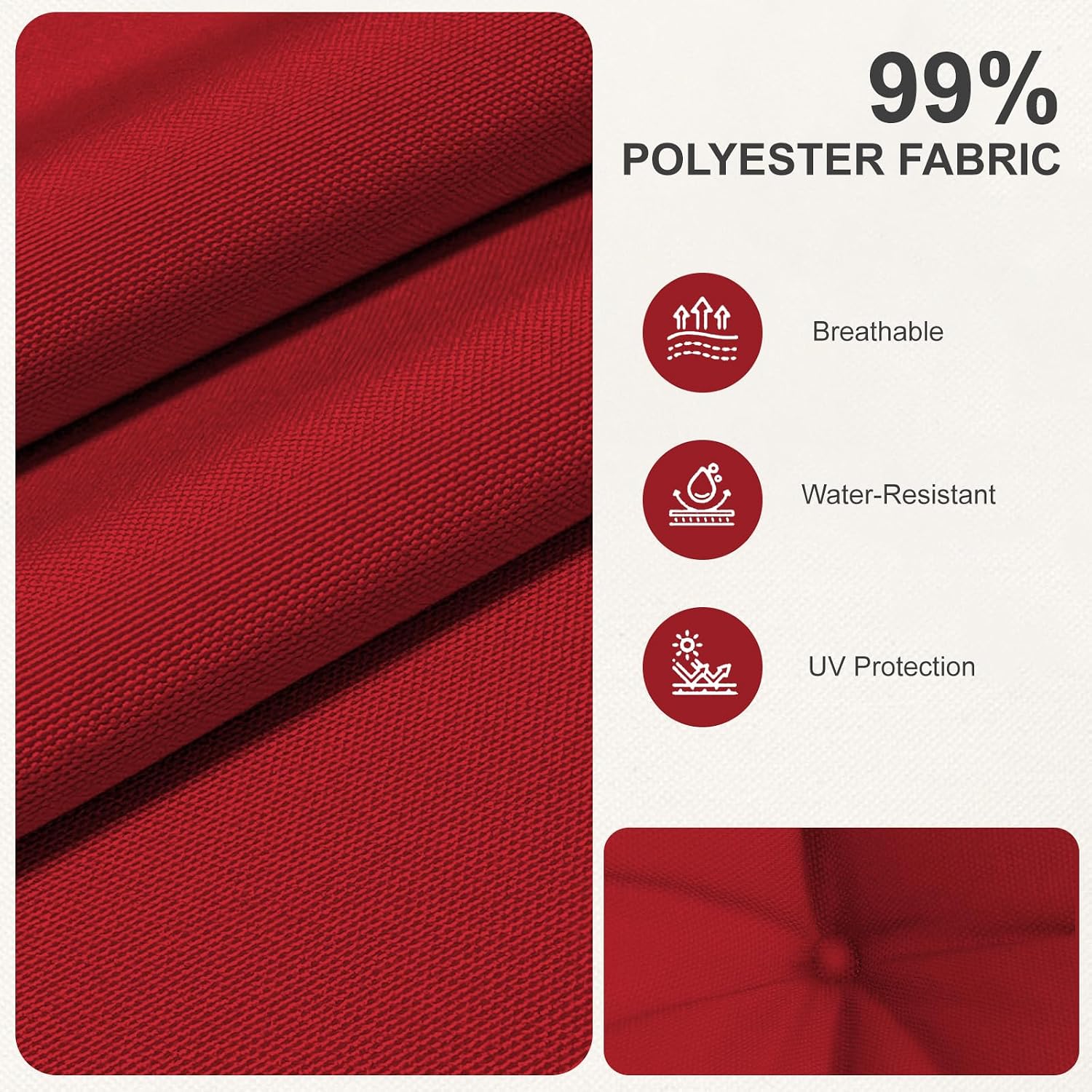 Outdoor High Back Chair Cushions 2-Pack, 44'x22'x 4' Fade-Resistant Waterproof Tufted Pads with Ties for Patio Rocking & Adirondack Chairs (Red)