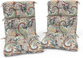 Outdoor High Back Patio Chair Cushions, Fade Resistant & Waterproof Tufted Seat and Back Cushions for Patio Furniture, Patio Chair Cushions 44x22 Inch, Set of 2, Paisley Chilli