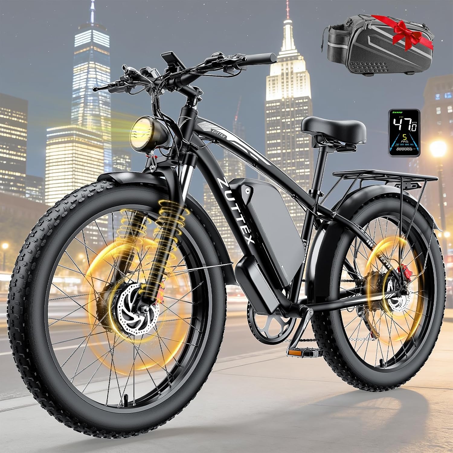 Dual Motor Ebike Peak 9000W 58V Max-Output Electric Bike for Adults 24 Inch Fat Tire 36AH Battery 47MPH 105 Miles Range Hydraulic Brakes Bike for Commuting Travel