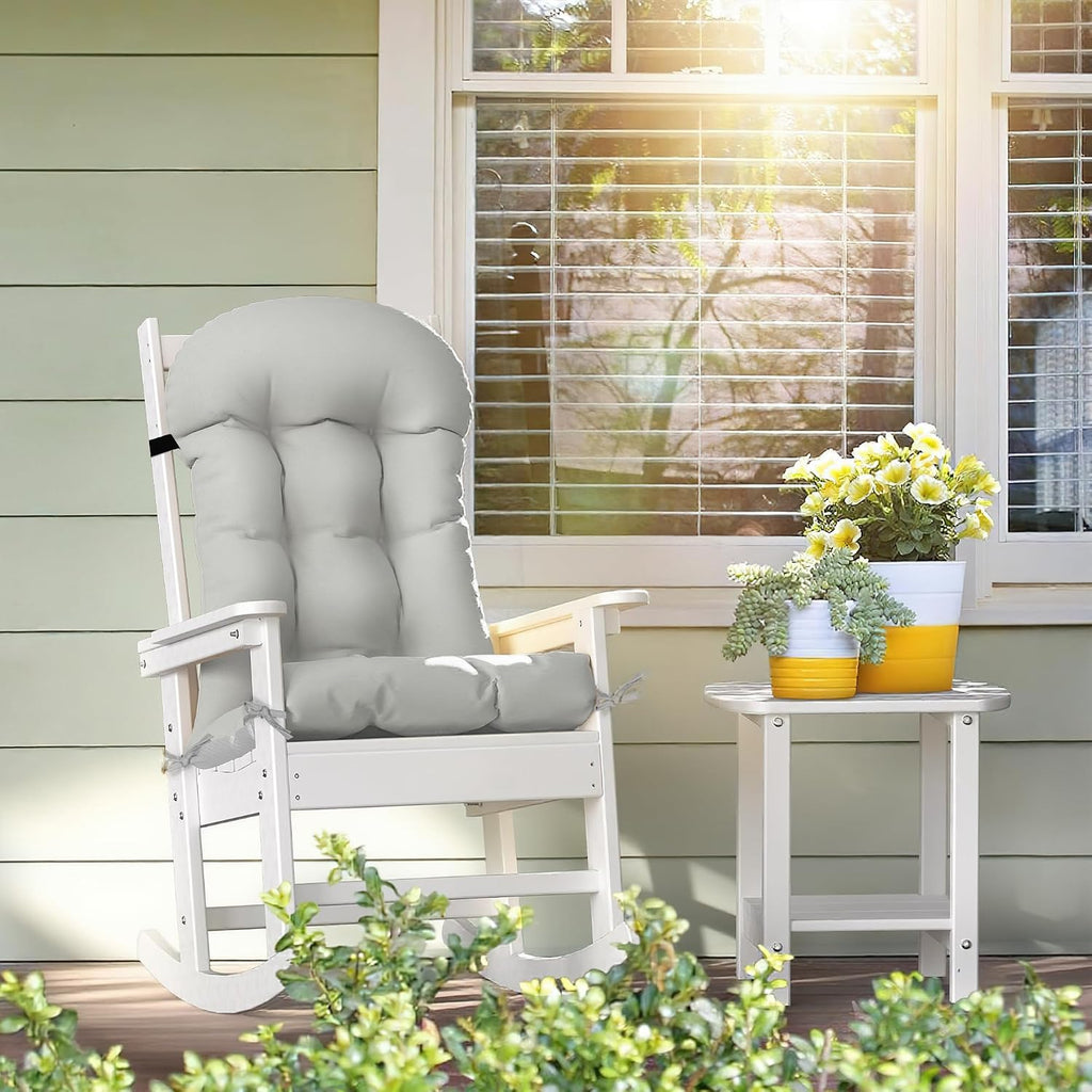 Adirondack Chair Cushions Set of 4, Thick High Back Rocking Chair Cushion 47x19.6x4 Inch, Folding Patio Pads with Ties, Waterproof & Fade-Resistant Seat Pads Indoor/Outdoor (Grey)