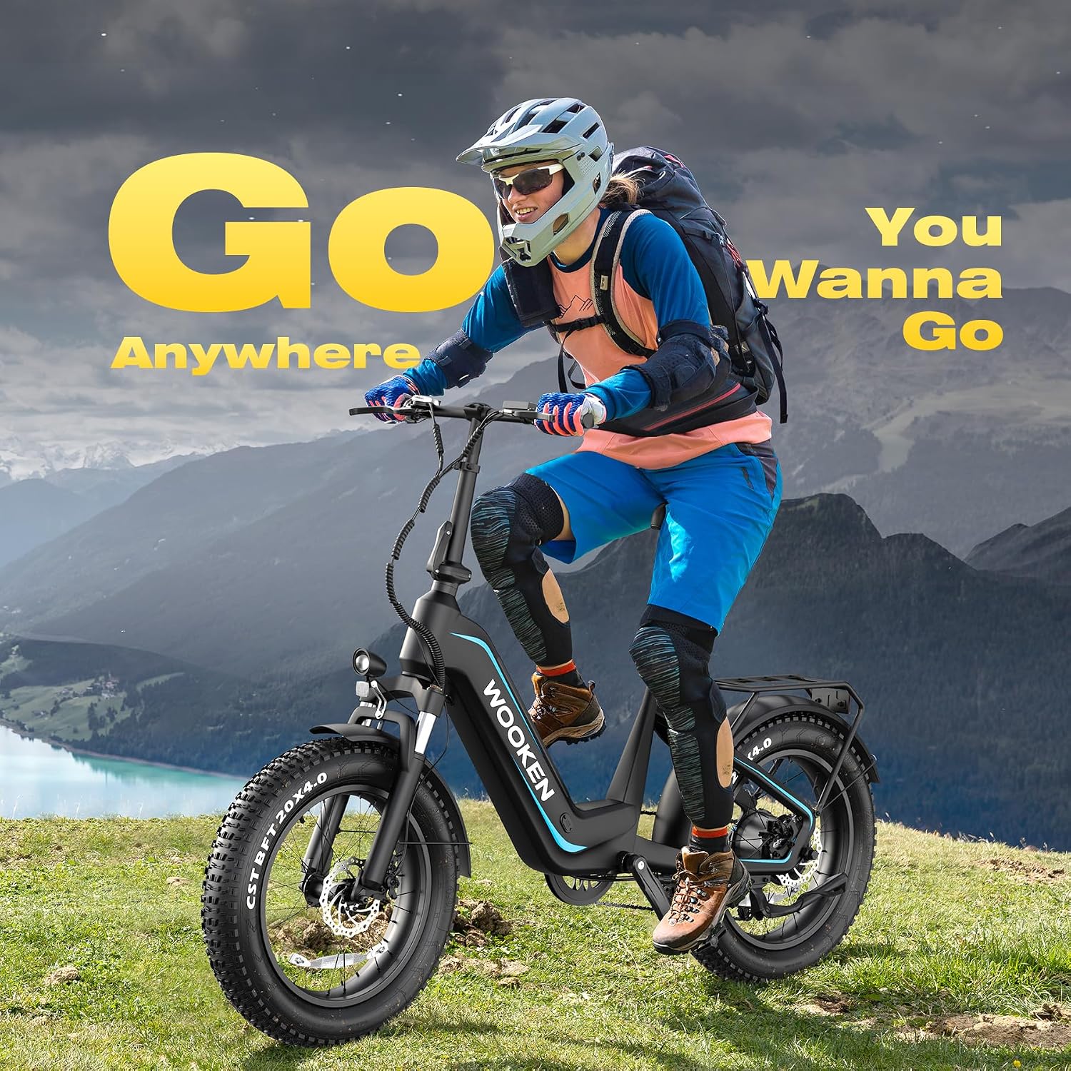 Wooken Electric Bike for Adults, 48V 624Wh Removable Battery Ebike with 60 Miles Long Range, 1000W Peak Brussless Motor, 20×4.0' Fat Tire E Bike,Step-Thru Electric Bicycle, SGS Certified to UL 2849