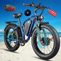 9000W Peak Dual Motor Electric Bike,52V 34Ah 1972Wh Ebike for Adults,42-47MPH Fast Ebike,Up to 105Miles 24' x4.0 Fat Tire Full Suspension Mountain Hunting E Bicycle for Sand Beach Off-Road