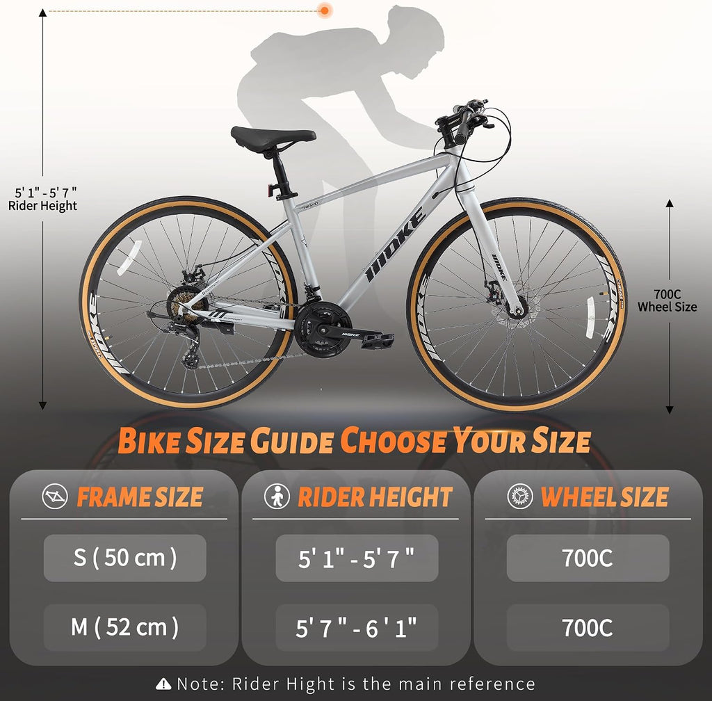 DEYGIA Hybrid Bike, 24-Speed 700C Wheel Hybrid Bicycle with Dual Disc Brakes, Trigger Shifting, Internal Wiring Frame, Lightweight City Commuter Bicycle for Men Women Adult, Multiple Colors