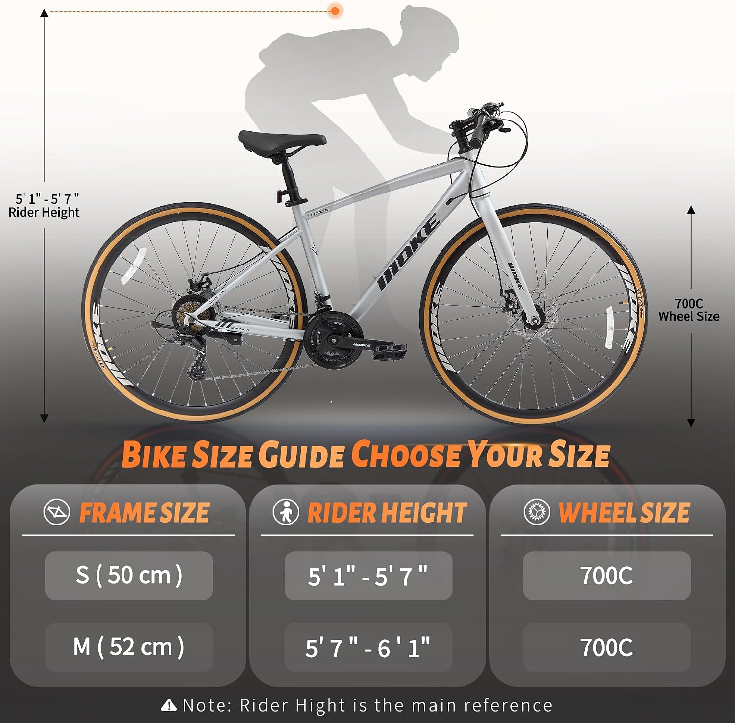 DEYGIA Hybrid Bike, 24-Speed 700C Wheel Hybrid Bicycle with Dual Disc Brakes, Trigger Shifting, Internal Wiring Frame, Lightweight City Commuter Bicycle for Men Women Adult, Multiple Colors