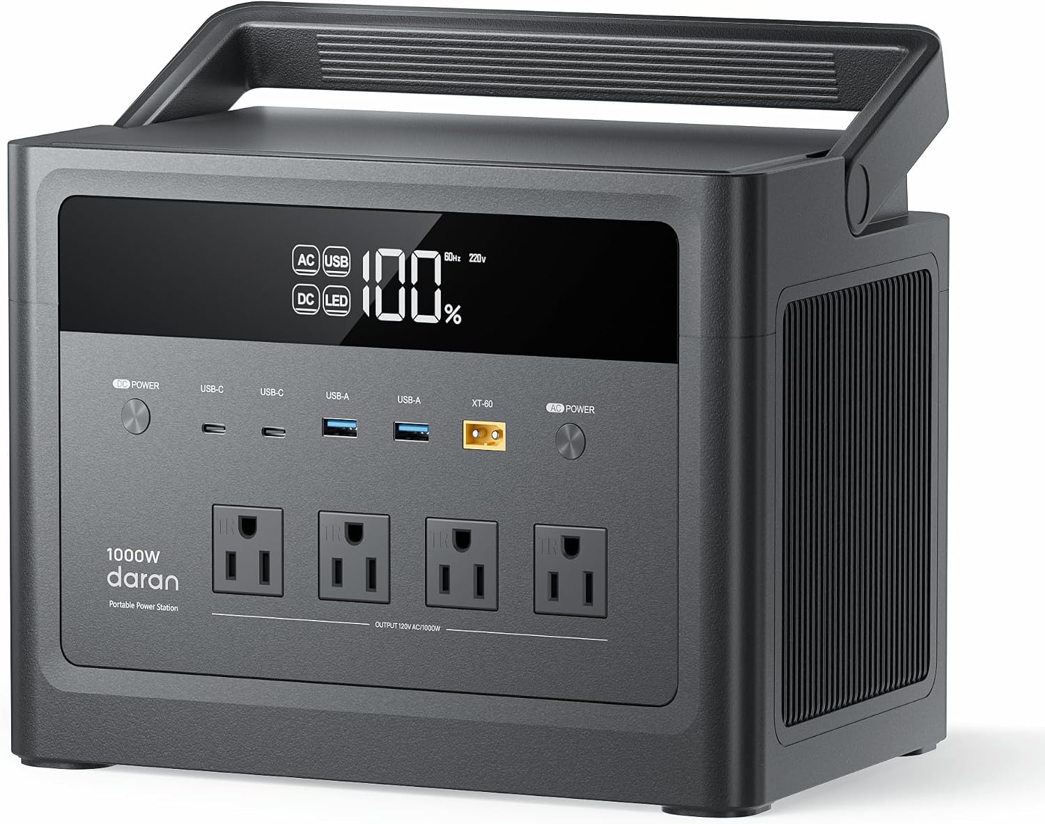 2026 Portable Power Station 1000W (Surge 2000W), 576Wh LiFePO4 Battery Solar Generator, Power Bank 110V Pure Sine Wave AC Outlet with PD 100W USB-C Fast Charging for Home Use, Hurricane Emergency, RVs