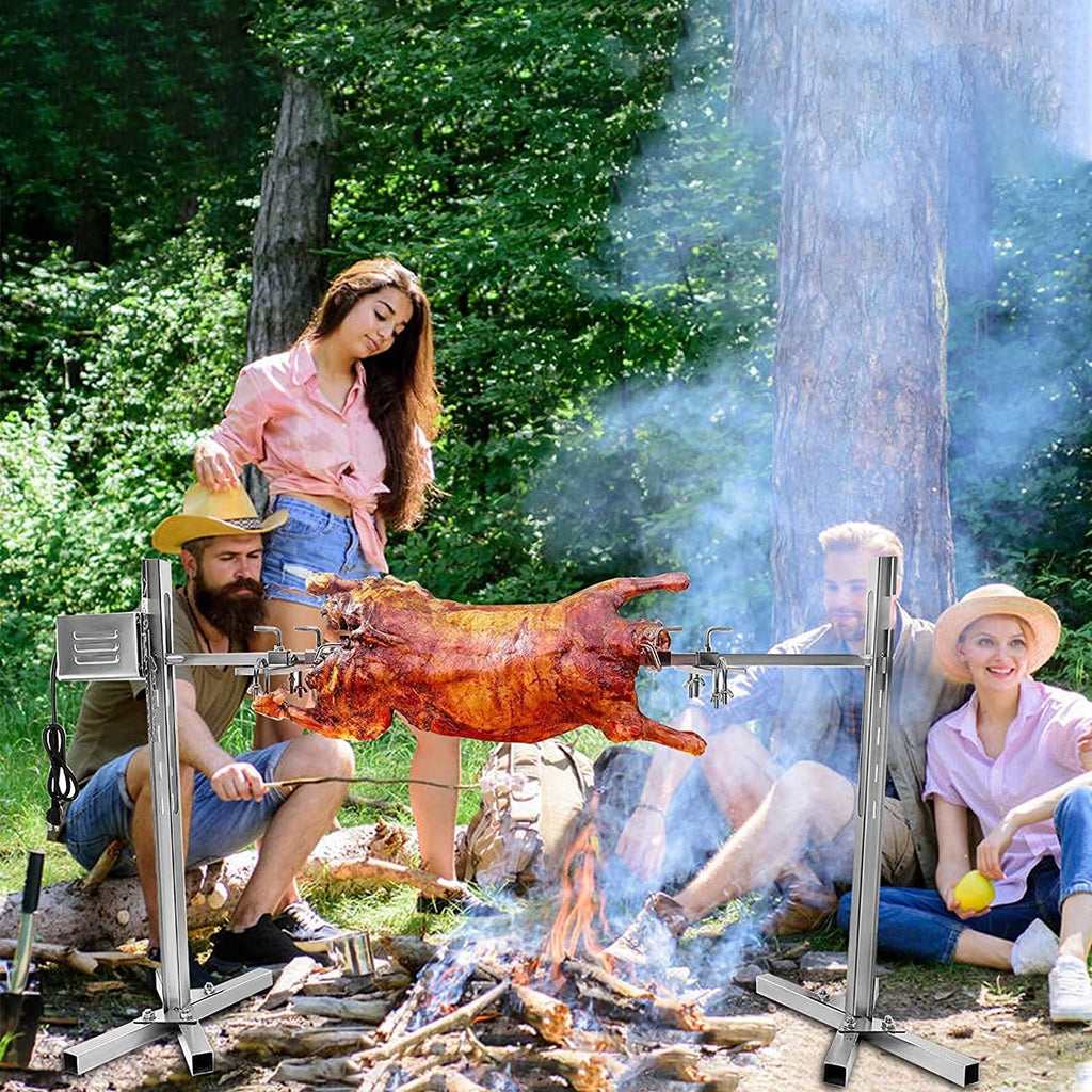 Electric Rotisserie Kit, Camping Spit Grill Roaster For Lamb Hog Pig, Height Adjustable Universal Complete Large Grill Roaster Rod, Pig Chicken Hog Lamb Charcoal Cooker, Outdoor Use Rotisserie Spit
