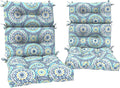 DYTXIII Outdoor High Back Chair Cushions Set of 2, Water Repellent Tufted Rocking Seat Cushions Replacement 44 x 22 Inch, Seat & Back Chair Pads for Patio, Balcony and Indoor Use -Delancey Lagoon