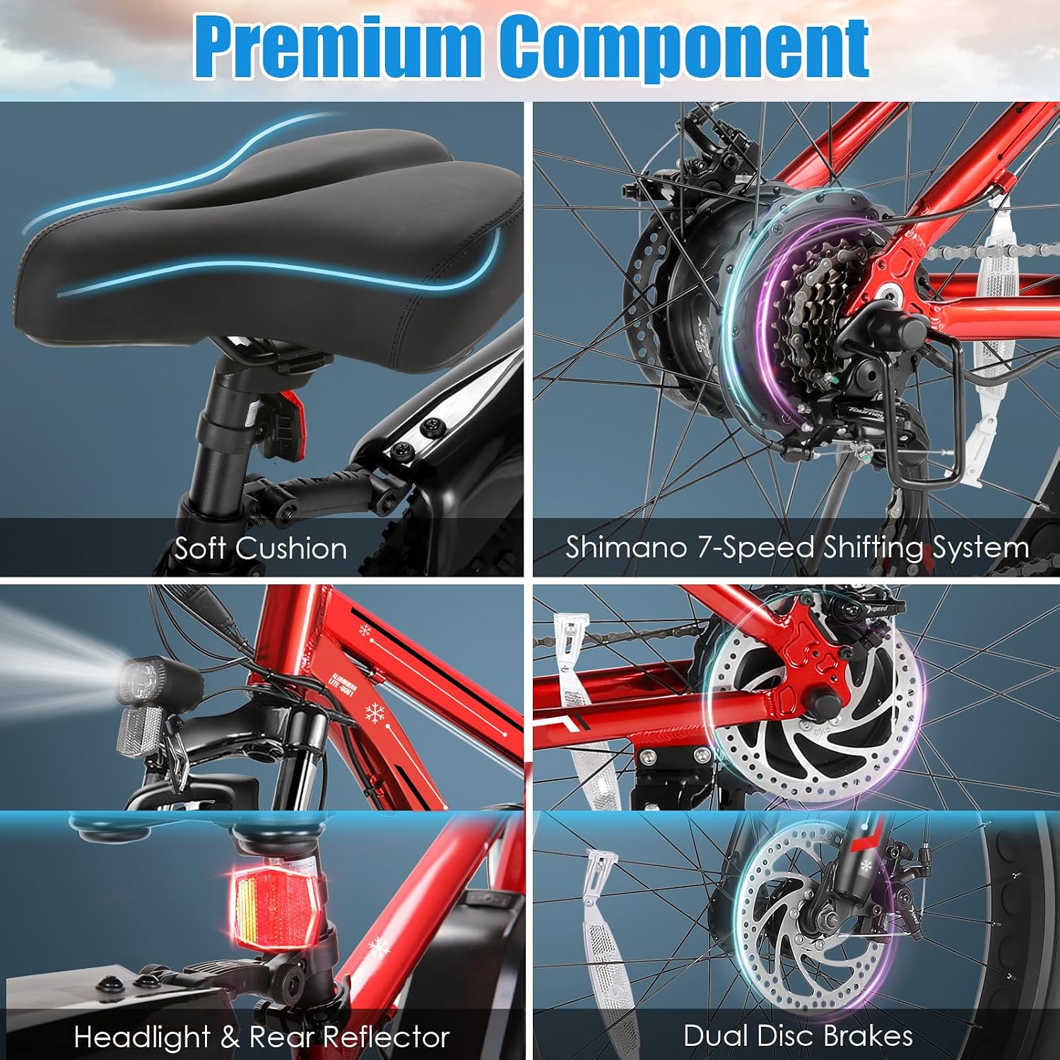 GOCIO 26' Fat Tire Electric Bike for Adults - 48V 750W Powerful Motor, 40 Miles Range, Dual Suspension, All-Terrain E-Bike