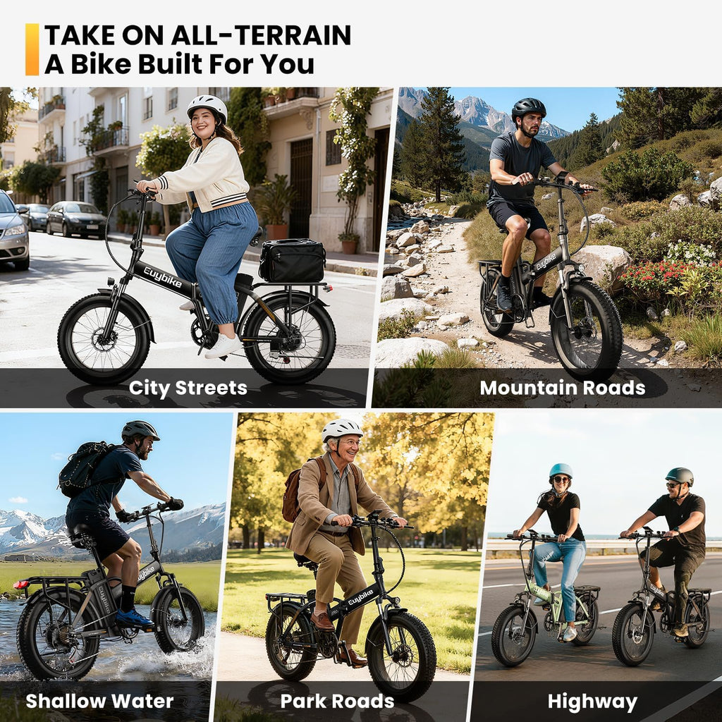 Auloor Folding Electric Bike for Adults,1000W Motor(1000W Peak),30MPH, 80Mile,48V 20AH Battery,20' Fat Tire Foldable Electric Bicycle,Commuter Beach Snow E-Bikes,7-Speed