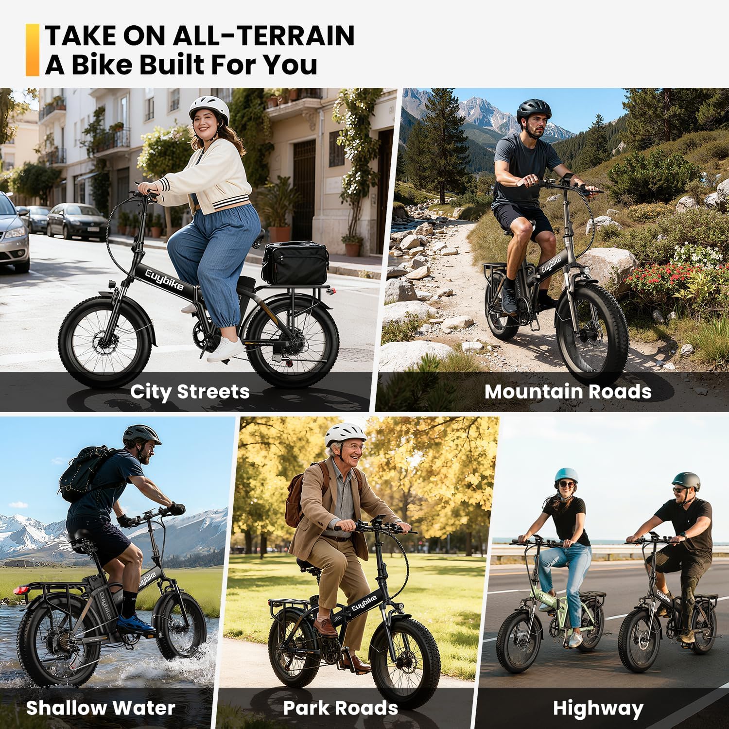 Auloor Folding Electric Bike for Adults,1000W Motor(1000W Peak),30MPH, 80Mile,48V 20AH Battery,20' Fat Tire Foldable Electric Bicycle,Commuter Beach Snow E-Bikes,7-Speed
